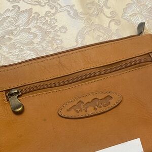 Tan Leather Wristlet with Zipper